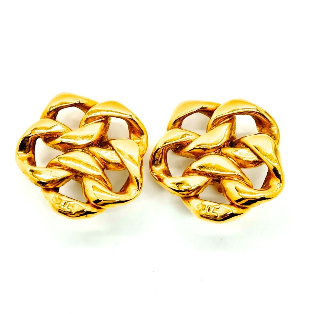 CHANEL Large Gold 23 Clip on Earrings